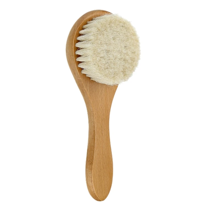 

Baby Hair Brush Round Wooden Brush Newborn Scalp Massage Brush Infant Hair Grooming Brush Natural Soft Bristle Brush