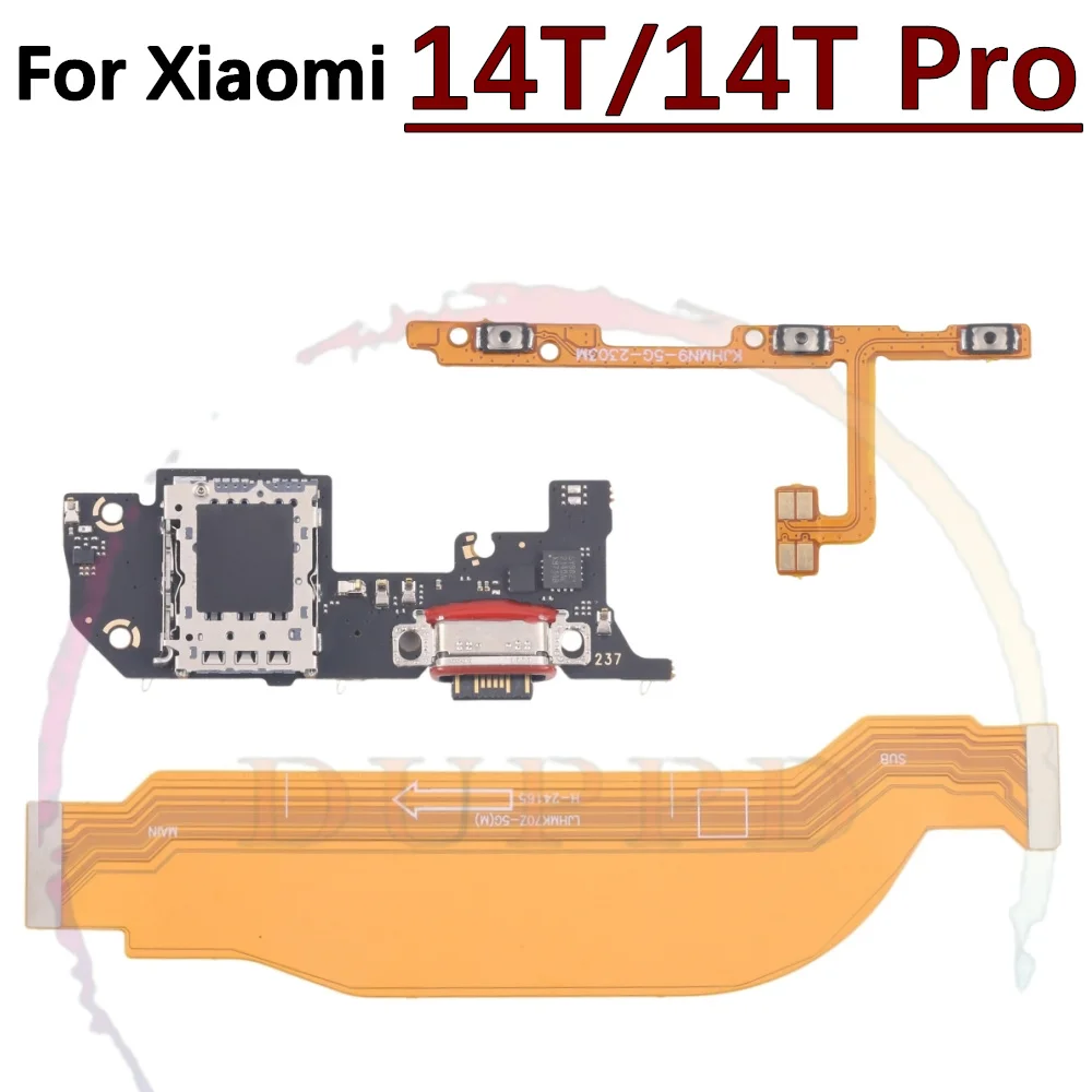 

Плата порта зарядки устройства считывания SIM-карт для Xiaomi Mi 14T Pro Mi14T Pro, гибкий кабель для материнской платы питания и громкости