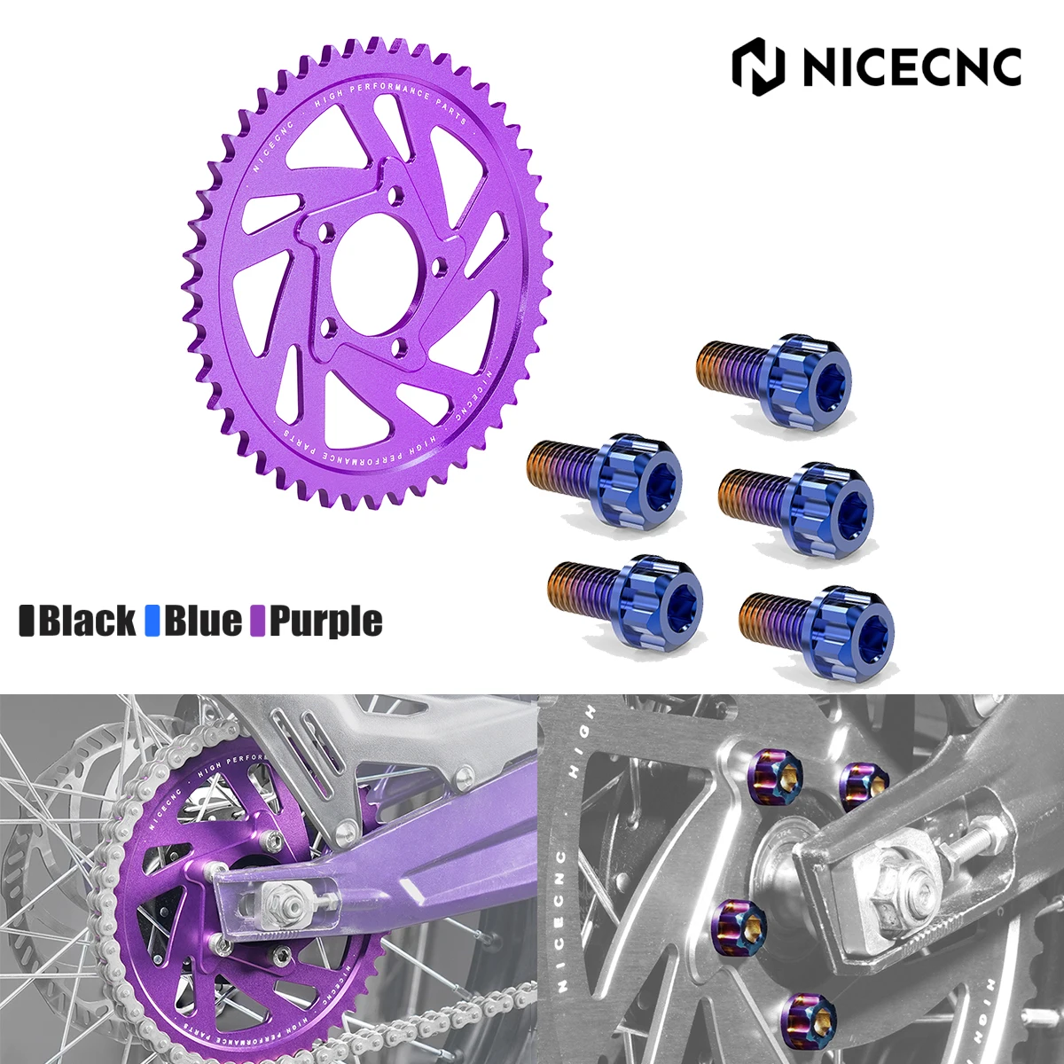 

NICECNC For Surron Light Bee X Rear Sprocket 48 Teeth Sprocket Bolts Enhanced Kit For Sur-Ron Light Bee S L1E Segway X160 X260