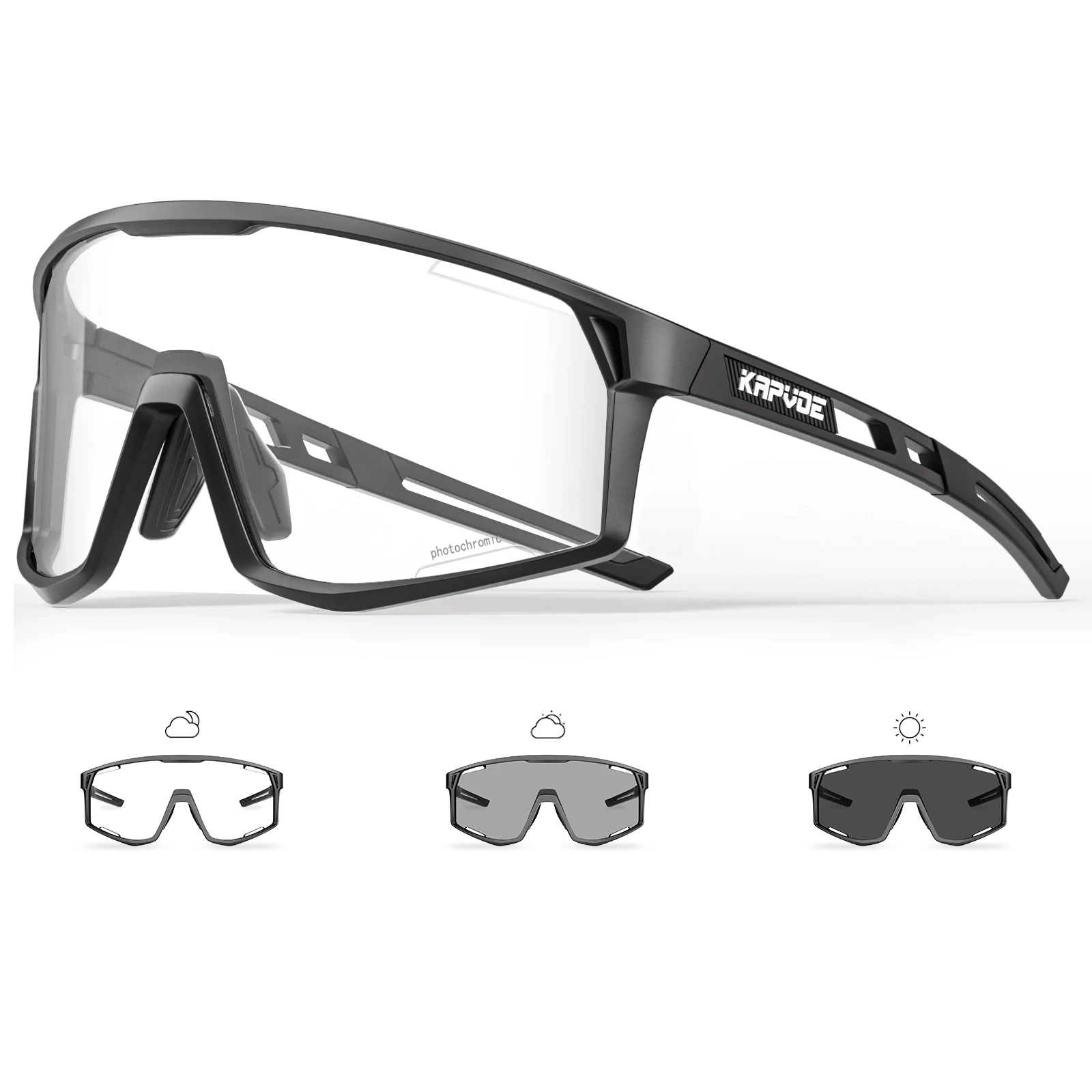 KAPVOE New Photochromic Cycling Glasses Men MTB Bicycle Cycling Eyewear UV400 Outdoor Sports Sunglasses Women Road Bike Goggles