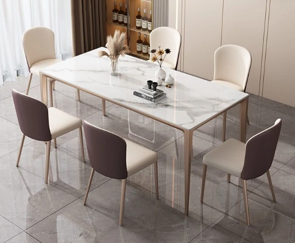 

Комбинация обеденного стола и стула Современный простой прямоугольный бытовой небольшой западный ресторан