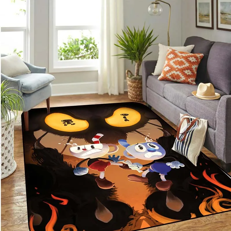 Cuphead Carpet Bathroom Entrance Doormat Bath Indoor Floor Rugs Absorbent Mat Anti-slip Kitchen Rug for Home Decorative