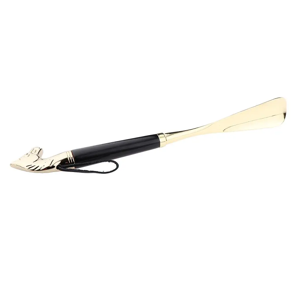 Premium Metal Shoe Horn 32cm Wood Shoehorn Lifter Shoes Accessory for Convenient Standing Shoe Fit