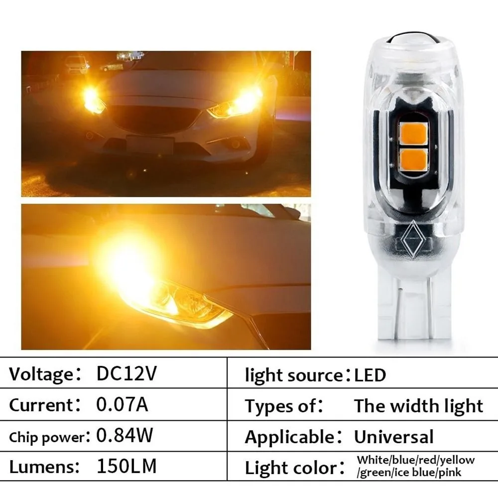 Universal T10 W5W Car Turn Signal 12V 3030 5SMD License Plate Light Super Bright Flash LED Bulb