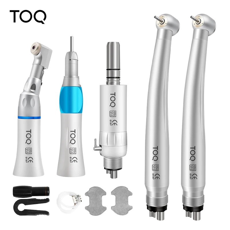 Dental High & Low Speed Handpiece Kit Straight Contra Angle Single Water Spray Air Turbine 2/4 Hole Dentistry Tools Set