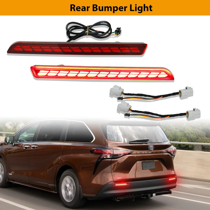 2Pcs For Toyota Sienna 2021-2023 Car LED Rear Bumper Light Reflector Taillights Fog Lamp Reverse Lights Backup Brake turn signal - Image 4
