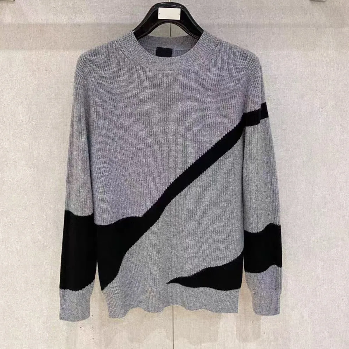 الرجال محبوك طويل Sve جولة Ne سترة اللون بلو تصميم بسيط ملابس غير رسمية شتاء جديد وصول مزيج الصوف مريح #1