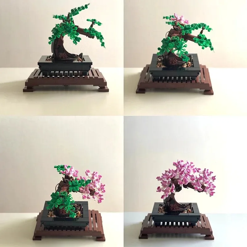 878 elementów kompatybilnych z 10281, model drzewka bonsai, bukiet kwiatów, klocki konstrukcyjne, rodzina roślin na biurko, roślina doniczkowa, prezent urodzinowy