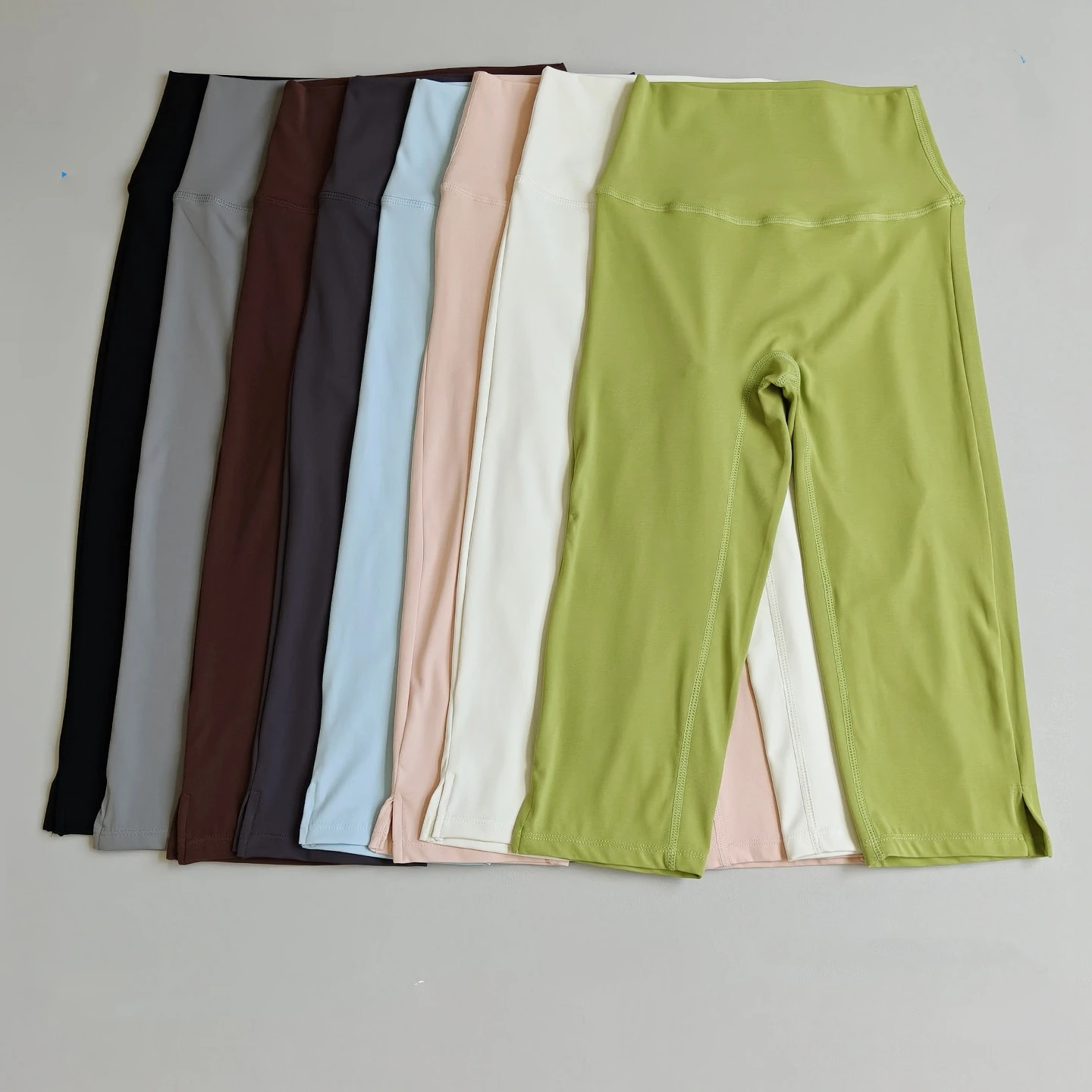 Nackte Yoga-Hose für Damen, dehnbar, hochtailliert, Hüftlift, Bauchtraining, Fitness, Supermodel-Cropped-Hose, Sport-Laufhose – Detail 2