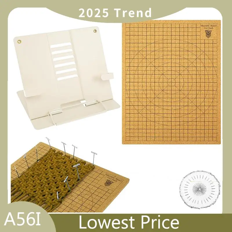 

A56I Top Macrame Board And Metal Adjustable Holder, 12X16in Double Side Macrame Project Board With Pins,For Cording Bracelet Wig