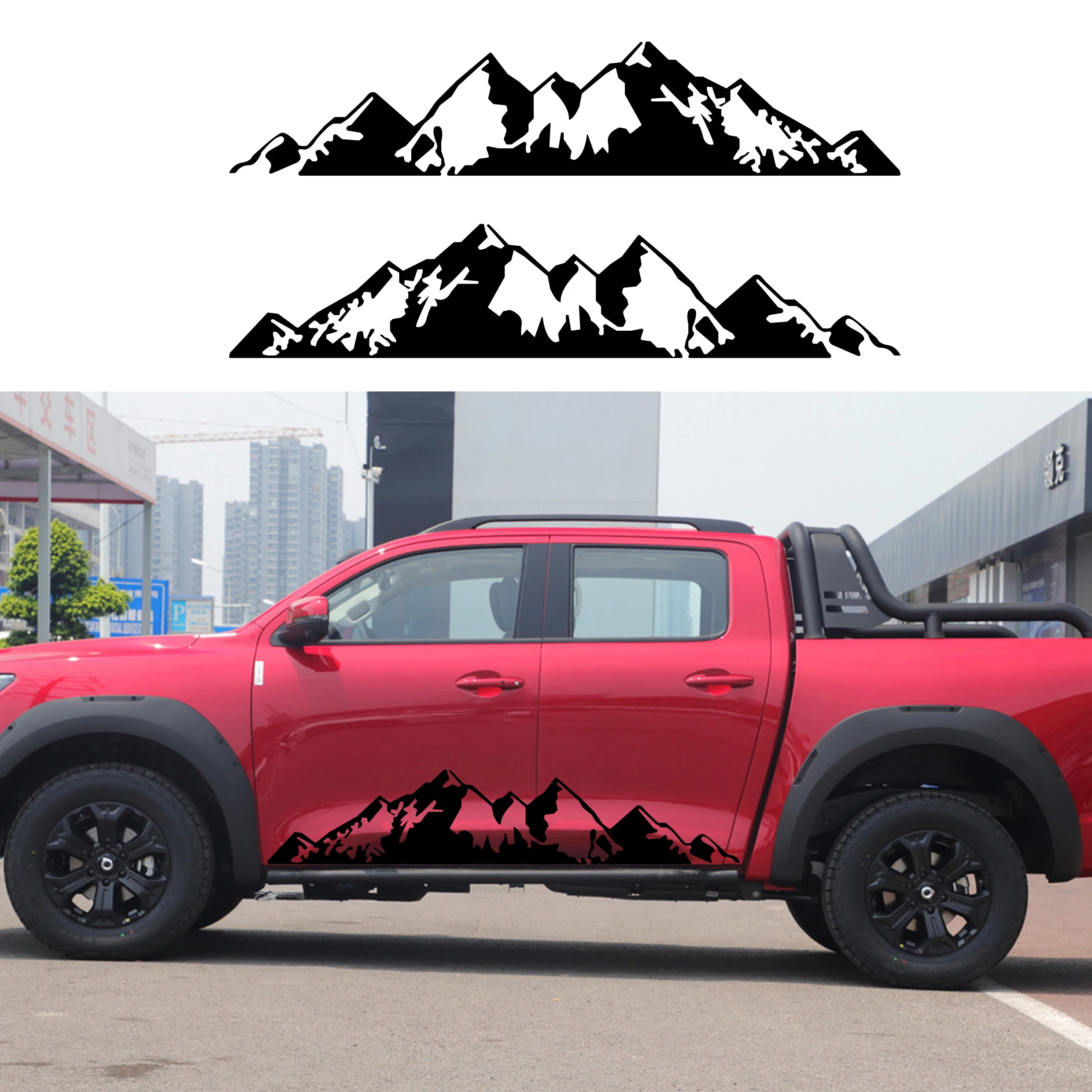 

Car Stickers Car Door Side Skirt Sticker Outdoor Edition Mountains Stripes Graphics Auto Body Vinyl Decals