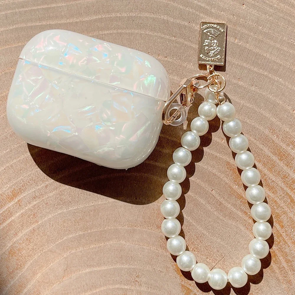 

For Airpods Pro 2 Case Luxury Pearl Pendant Wireless Headphone Cover For Apple Airpods 3 Pro USB C 2nd 3rd Generation TPU Shell