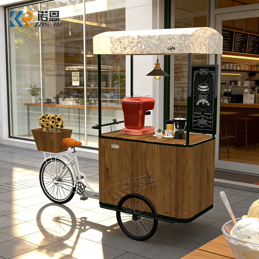

Hot Sale Ice Cream Cart Stainless Steel Dessert Kiosk Snack Coffee Portable Street Mobile Dessert Push Cart For Summer Street