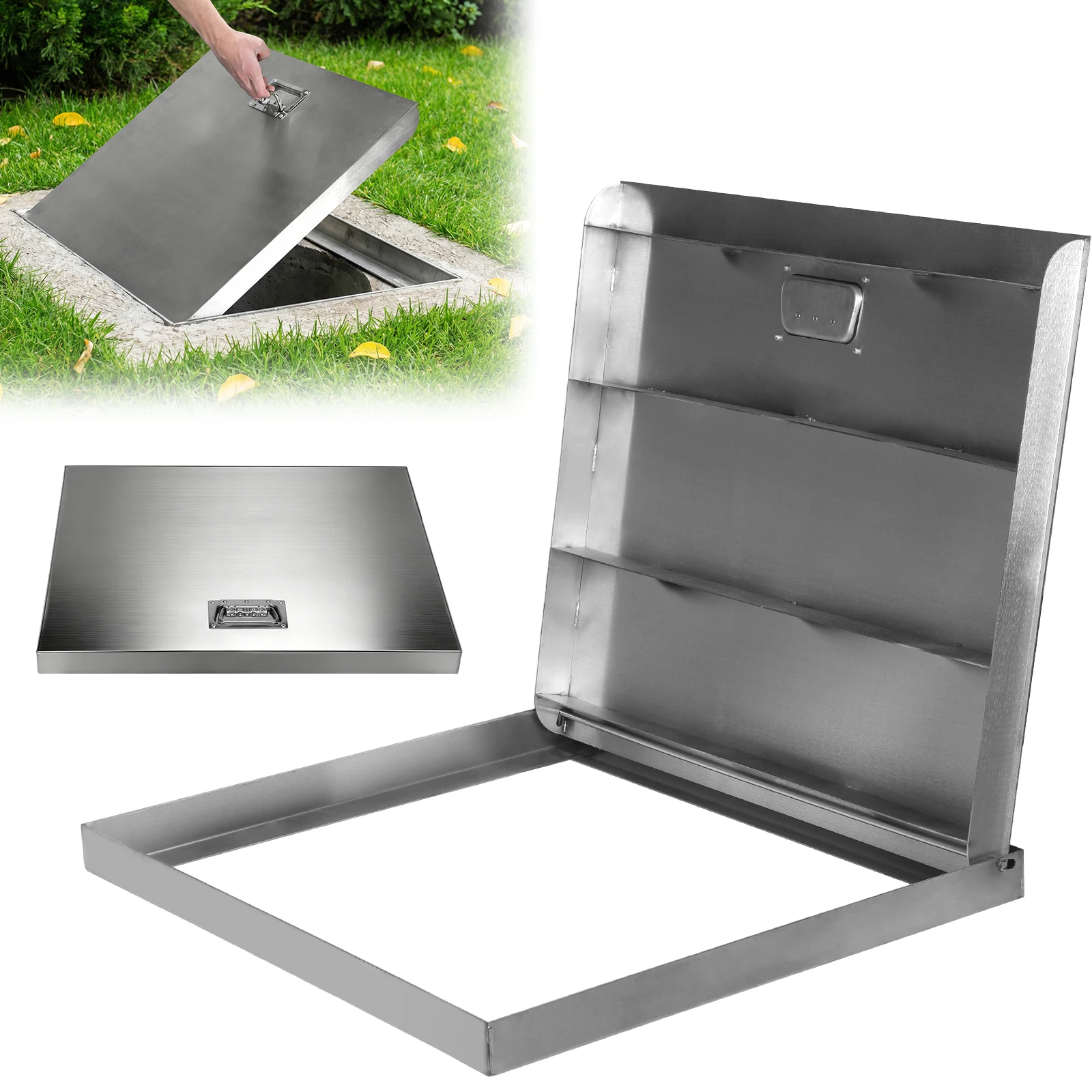 

Квадратный инспекционный люк из нержавеющей стали 26.97x23.62 дюйма для душевых клапанов, септиков, подвалов, патио, дворов и оконных колодцев