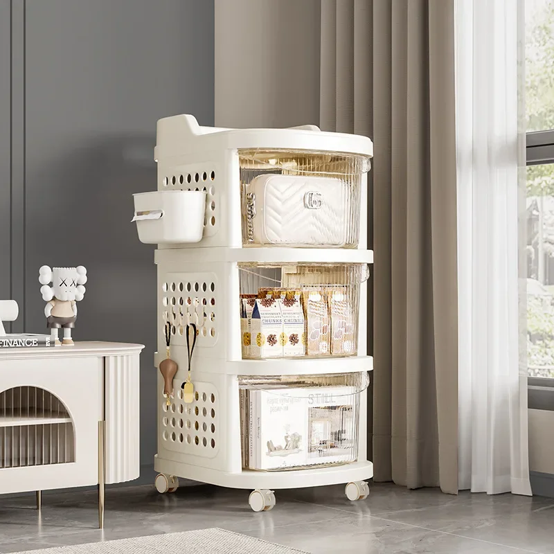 Installation-free trolley, multi-layer drawer rack, storage rack, snacks, baby products, removable storage cabinet