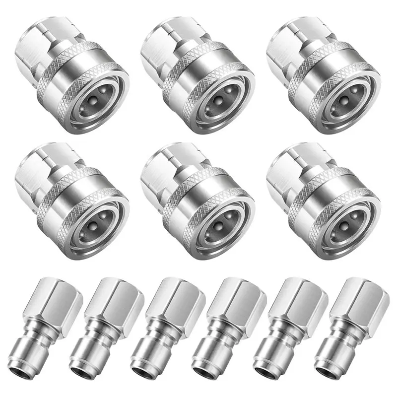 

MAKE-3/8" Pressure Washer Quick Connect Kit, Stainless Steel Power Washer Adapter Fittings, Female NPT Thread,12 Pcs,5000 PSI