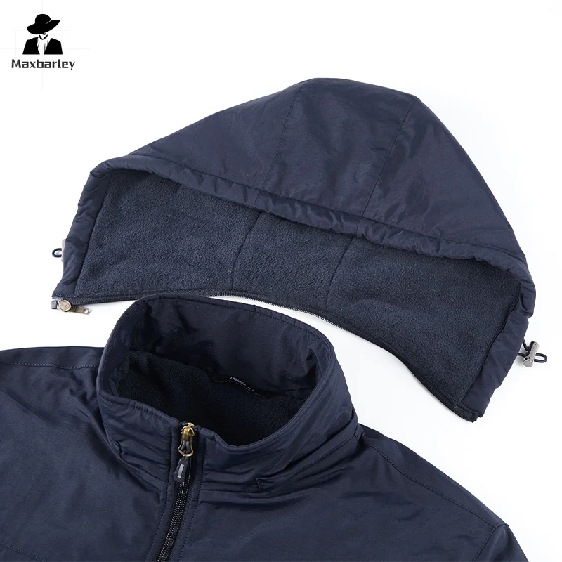 Chaqueta gruesa con forro polar para hombre, Parka cálida con sombrero desmontable, resistente al desgaste, para el trabajo y la nieve, Otoño e Invierno