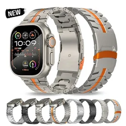 Titanium Strap For Apple Watch 10 46mm Ultra 2 49mm Series 9 45mm 44mm Luxury Metal Watch Band For iWatch 8 7 6 5 4 SE Bracelet