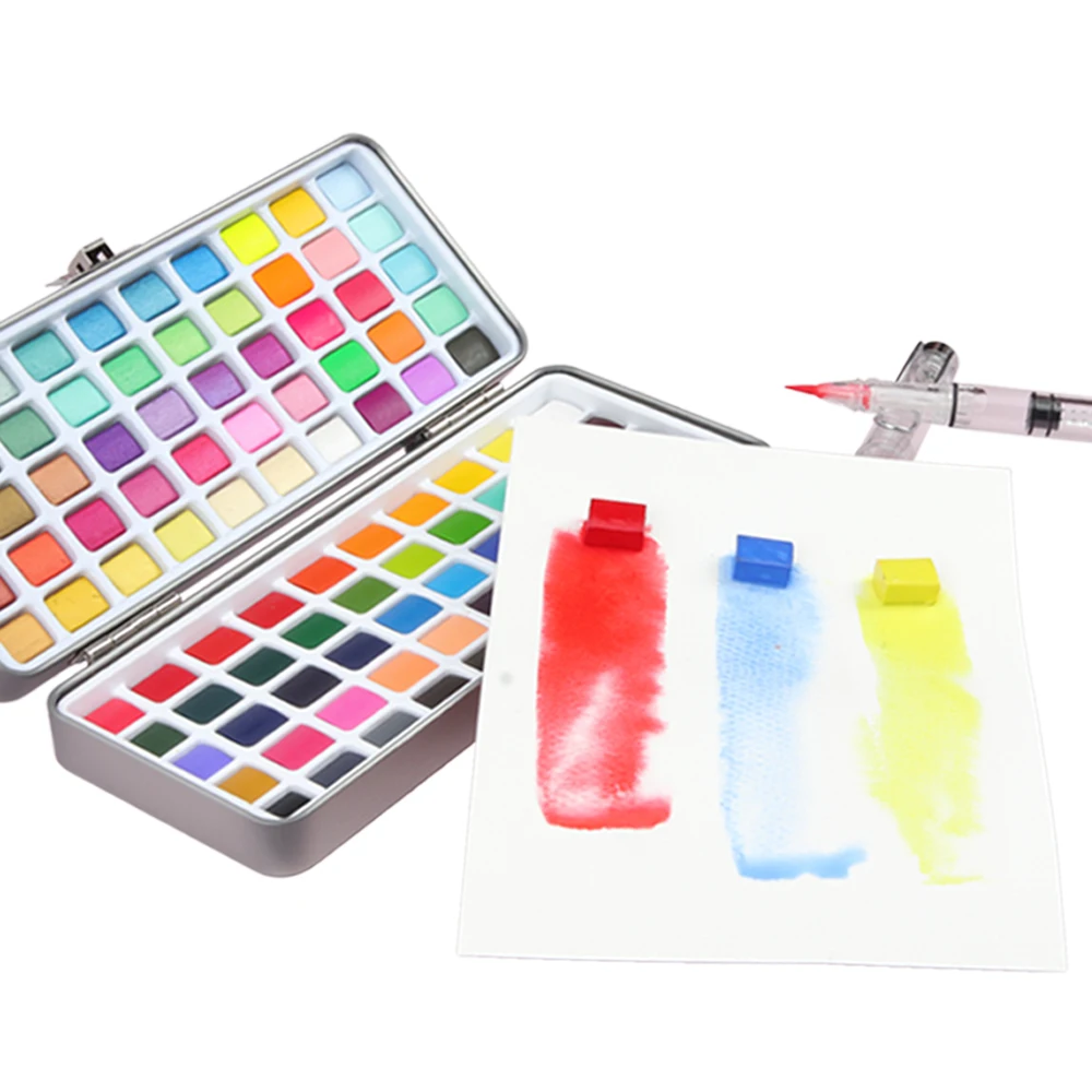 Seamiart 100-Farben-Geschenkset aus festem Aquarell, Aquarellpigmente mit Pinsel, Malpapiere zum Zeichnen, Kunst, Farbzubehör – Detail 9