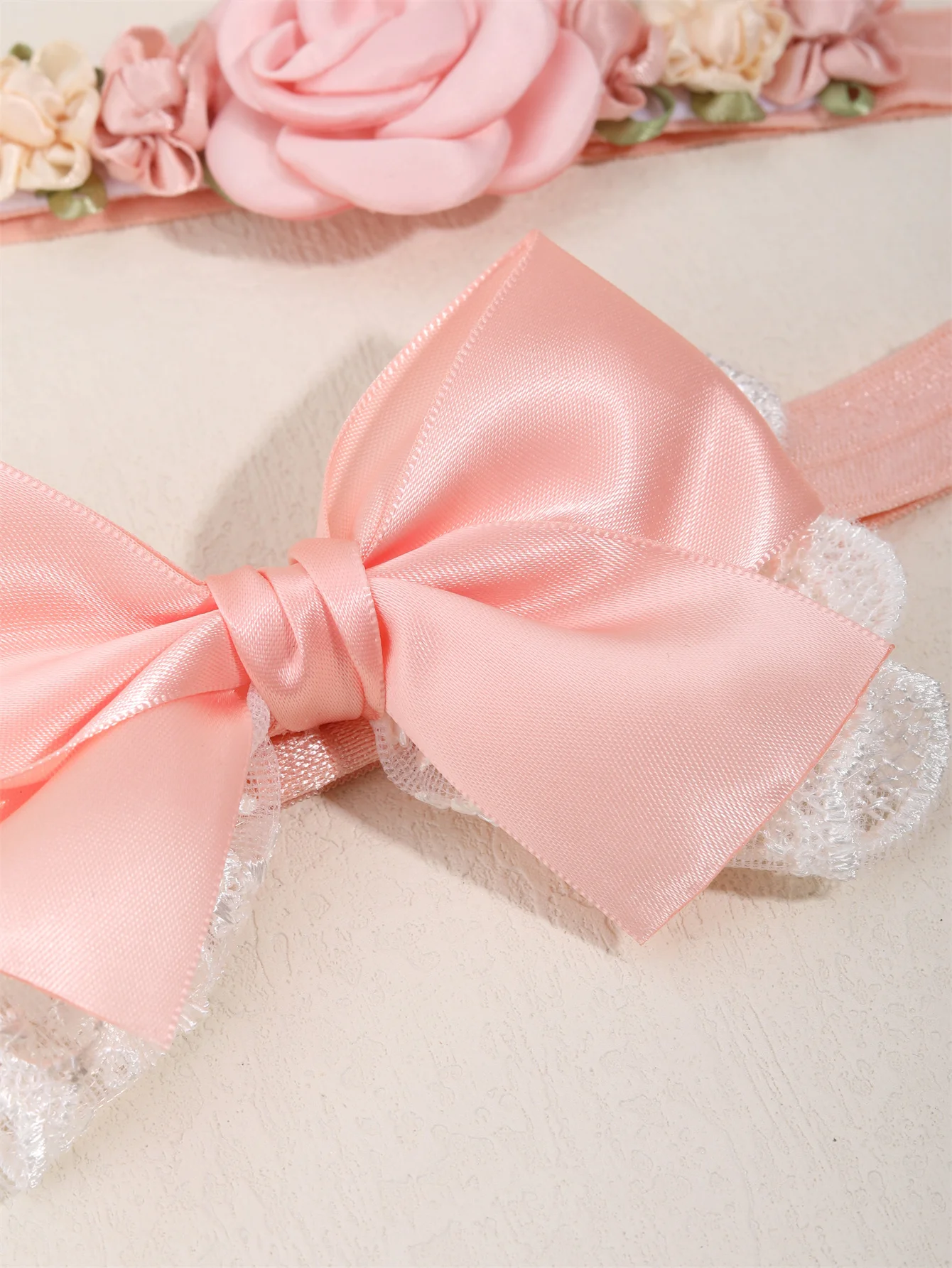 2 Pc Baby Girl Simulated Flower Head Band Set Cute Lace Bow Headbands for Party Photography Props Ideal for Kids Gift Headband