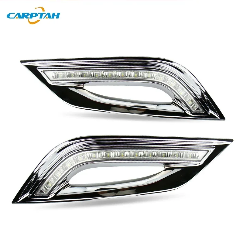 

Car DRL LED 12V Daytime Running Lamps For Hyundai Sonata G8 2011 2012 2013 2014 Auto Daylights Yellow Turn Signal12V Car Foglamp