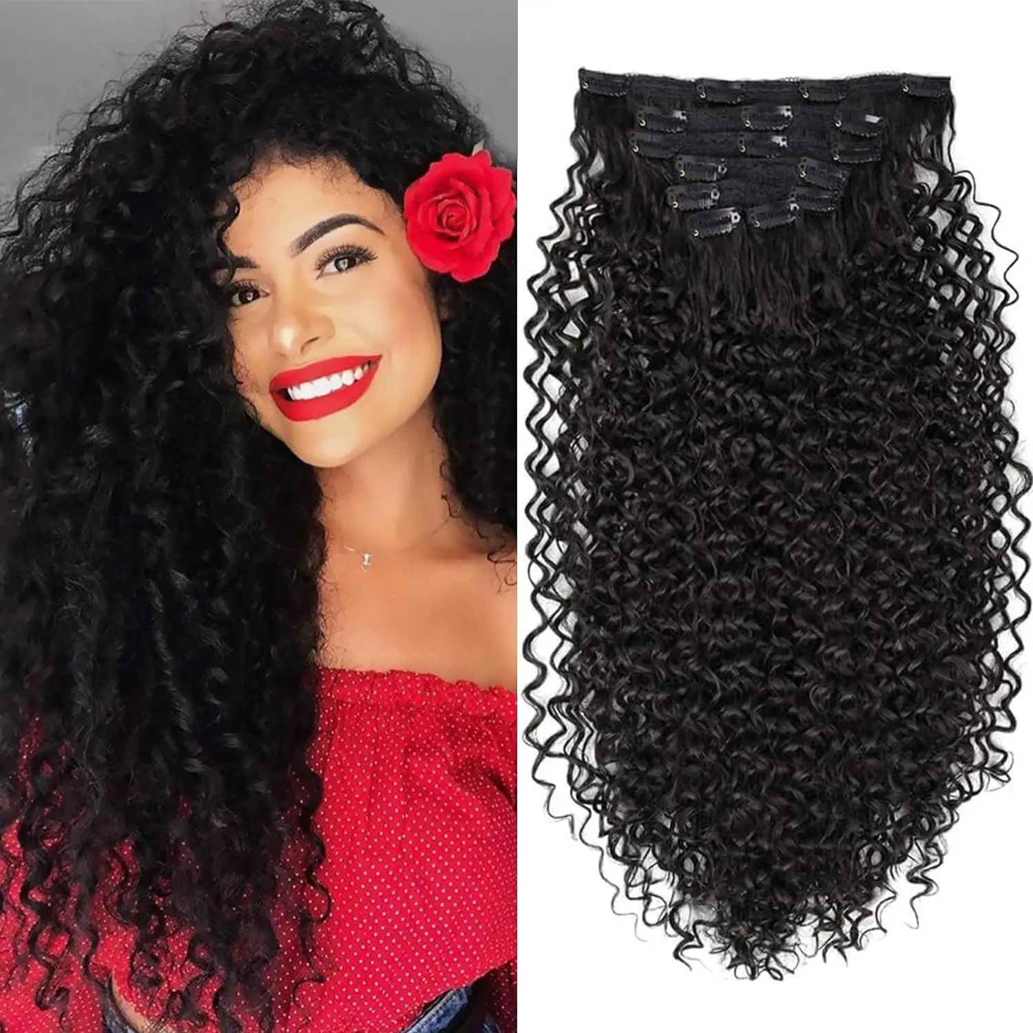 Women's Clip-In Curly Hair Extensions, Synthetic Wavy Fibers, Lightweight & Breathable, Fashion Icon Hairpiece for Daily Wear