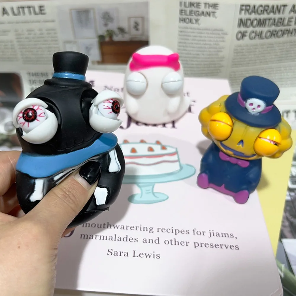 3 pçs abóbora globo ocular explosão squeeze brinquedo fantasma capivara descompressão brinquedo de halloween salamandra novidade ventilação espremendo boneca