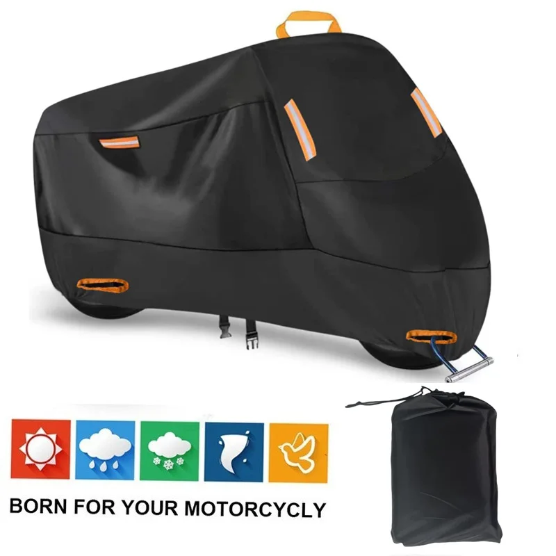 Motorcycle Cover Rain Protection and Sun Protection 210D Car Cover Thickened Oxford Cloth Cover Built-in Anti-theft Buckle Cover