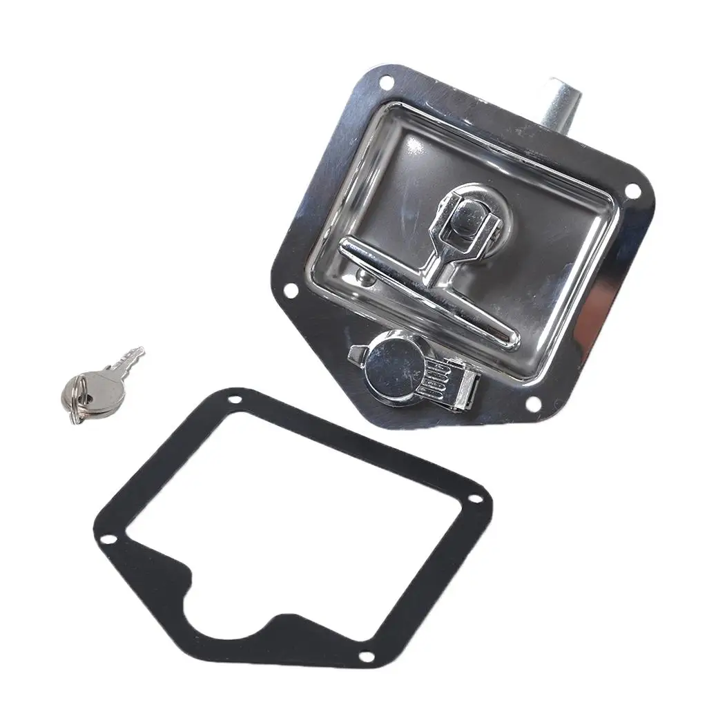 

T-Handle Tool Box Lock Marine RV Door Latch with Gaskets & 2 Keys Stainless Steel Polished