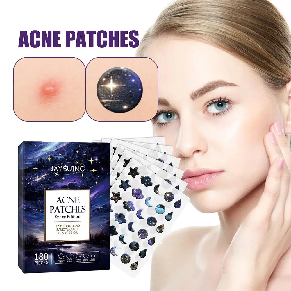 180Pcs Colorful Cute Star Heart Shaped Treatment Sticker Invisible Acne Cover Removal Pimple Patch Skin Care