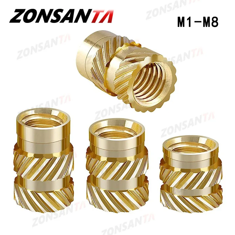 Brass Insert Knurled Thread Nuts M1 M1.4 M1.6 M1.7 M2 M2.5 M3 M4 M5 M6 M8 Hot Melt Heat Molding Embedment Copper 3D Printing Nut