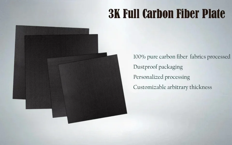 500x600mm Full 3K Carbon Fiber Plate Sheet High Strength Carbon Board Panel Thickness 1.0mm 1.5mm 2mm 2.5mm 3mm 4mm 5mm