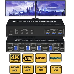 Displayport HDMI KVM Switch dual monitor 4X2 2X2 HDMI Displayport USB KVM Switch Dual Display DP HDMI USB Switch KVM Switcher
