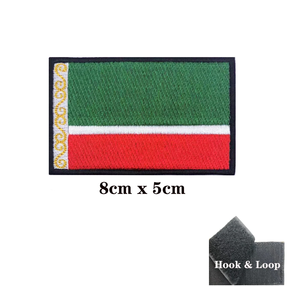 1PC Chechen flag Patch Stripes Badge Tags Chevrons Military Armband Iron On Or Hook Loop Embroidered Armband