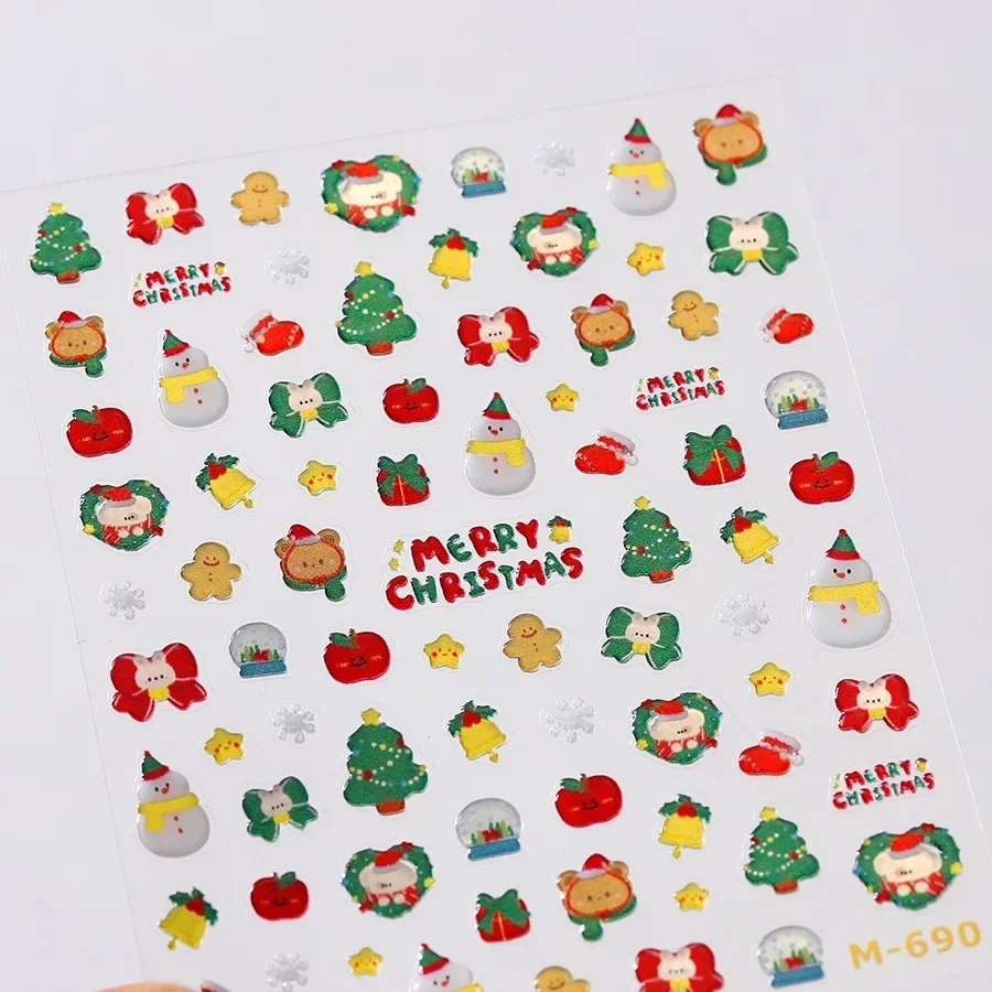 Christmas Tree Apple Snowman Star Bear Crystal Ball Rabbit Santa Claus Snowflake Xmas Jelly Nail Art Sticker Manicure Tool Decal