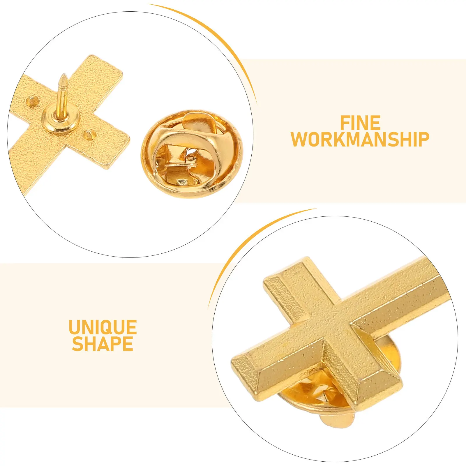 6Pcs Cross Lapel Pin Religious Brooch Elegant Gold Tone Crucifix Badge Church Baptism First Communion Gift for Men Women