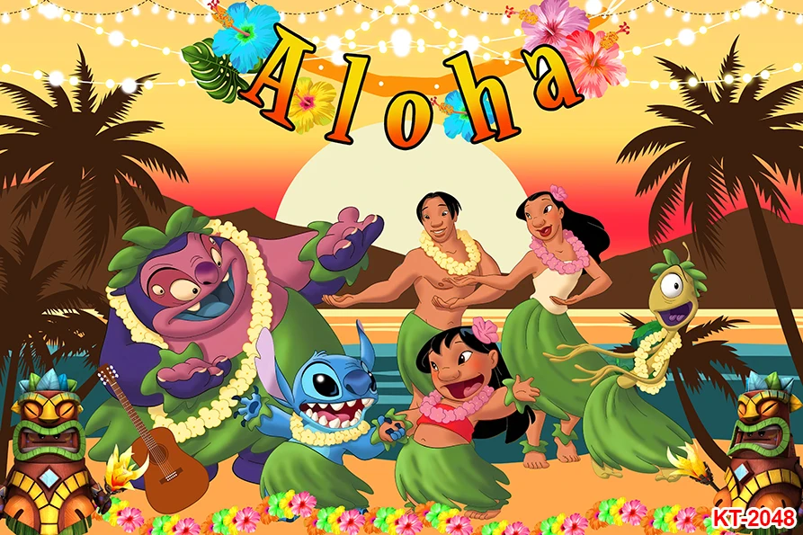 Фон для фотосъемки Лило и Стич для мальчиков и девочек, фон для вечеринки в честь первого дня рождения, украшение на стену, реквизит для детского душа