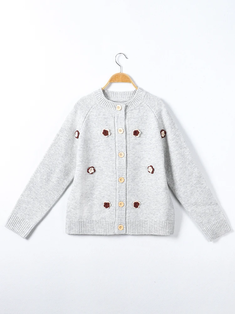 Cárdigan de punto a la moda para mujer, Top de manga larga con cuello redondo para ropa de temporada Otoño Invierno