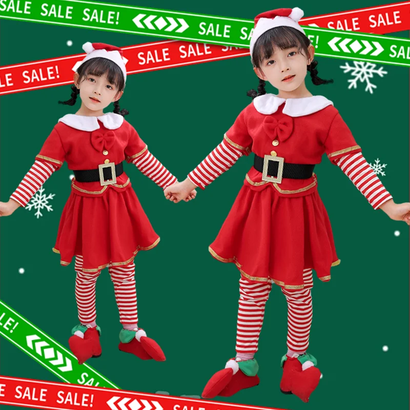 

Fashion Girls Claus Suit Santa Claus Stage Show Clothing With Foot Covers Perfect for Masquerade Parties Stage Performances
