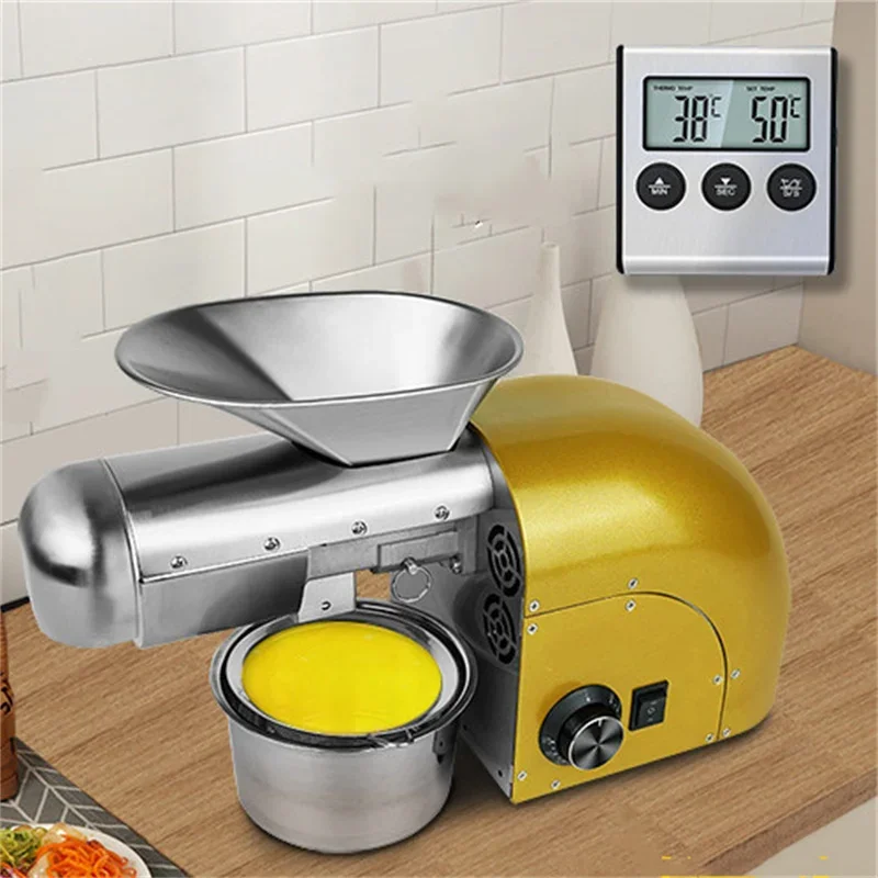 1800W Sale Small Home Use  Cold Oil Filter Sliver And Yellow Mechanical version Oil press machine