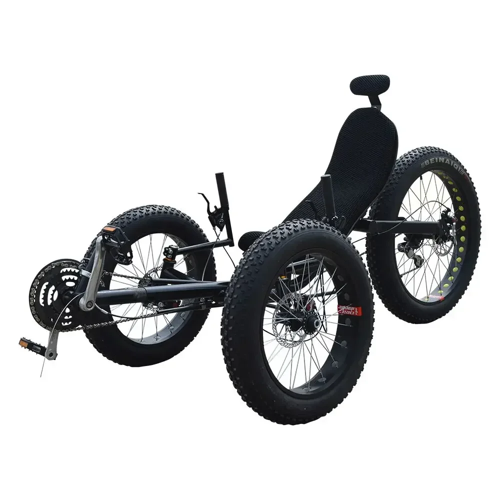 Adult Pedal Three Wheel Sports Foldable 24 Speed Fat Tire Recumbent Trike 3 Wheel Bicycle For Sale customcustom