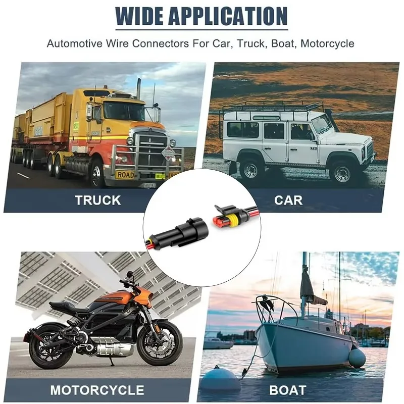 2 Pin Way Plug Waterproof Automotive Car Wire Electrical Connectors Plug with Wire for Car Motorcycle Scooter Marine 2/10pcs