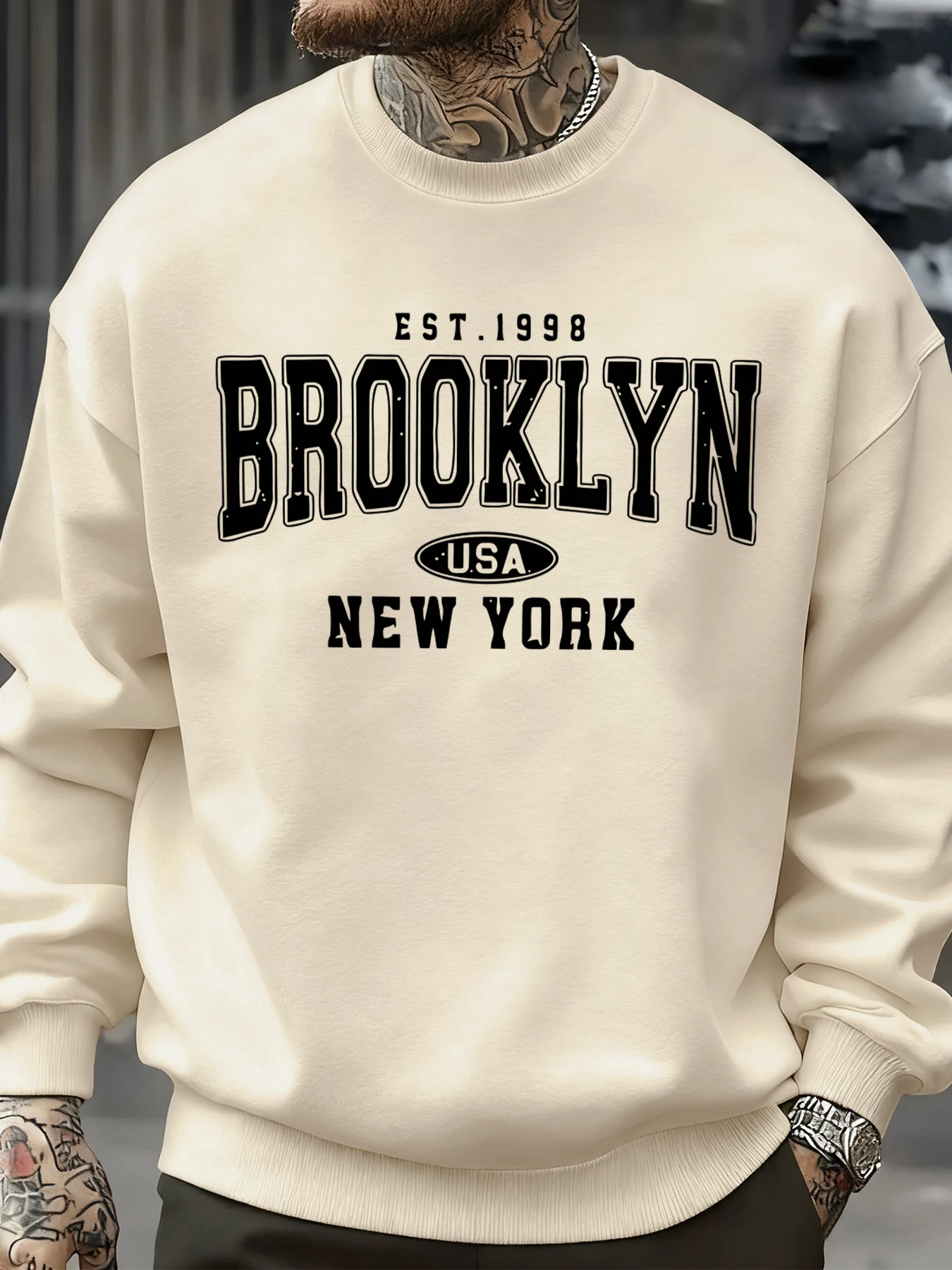 Brooklyn New York Usa Drucken Männliche Sweatshirt Street Fashions Pullover Fleece Herbst Lose Tops Casual Crewneck Kleidung Unisex