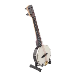 Miniature Banjo Model Lifelike Smooth Surface Mini Musical Instrument Ornament with Bracket Storage Box for Gift Toy Decoration