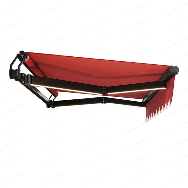Outdoor Patio Awning Electric Full Cassette Awning Outdoor Motorized Retractable Awnings With Wind Sensors and LED LAMP