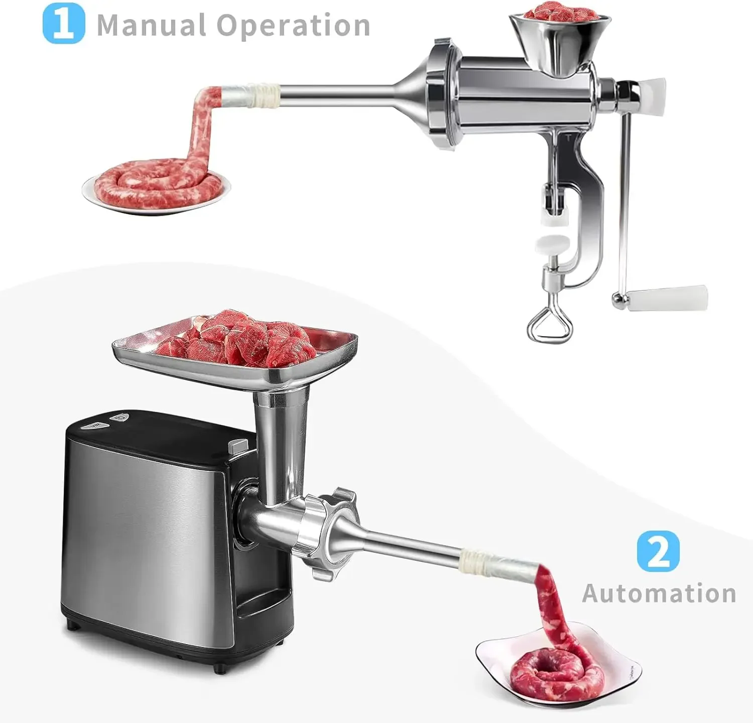 Stainless Steel Sausage Filling Tool, Small Sausage Tube, Funnel Mouth, Large Horn Mouth, Meat Grinder Accessories view 3