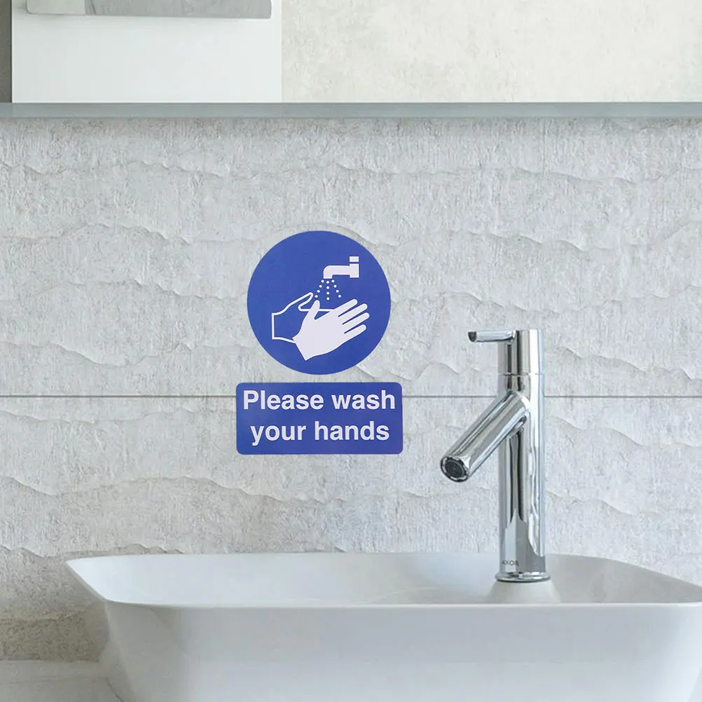 

12Pcs Bathroom Wall Stickers Clear Text Eye Catching for Cleanliness Reminder in Various Settings Bathroom Signs