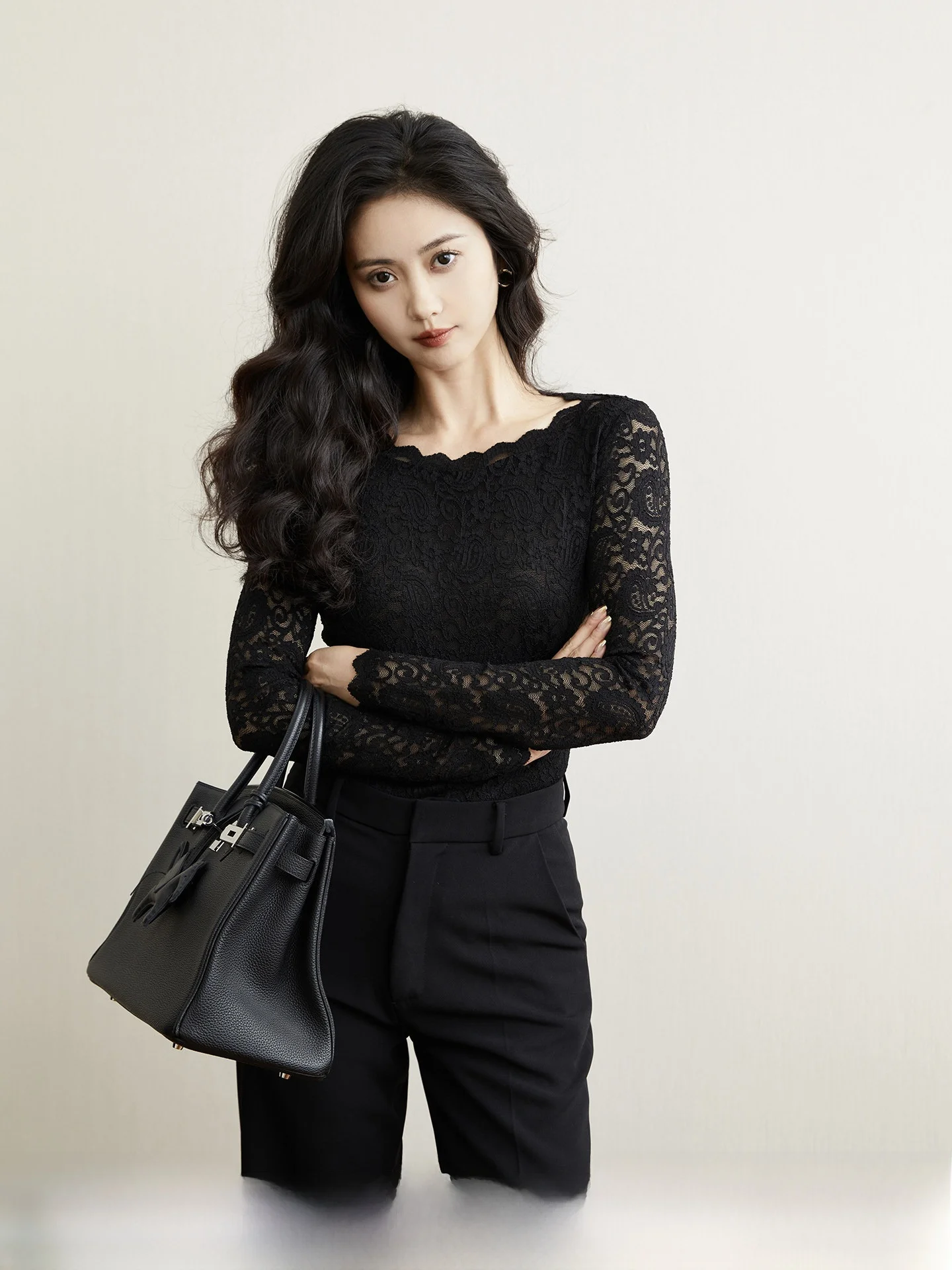 

Женская облегающая блузка TAIYANG OFFICE с кружевом и длинным рукавом на одно плечо, весенняя модная повседневная модель