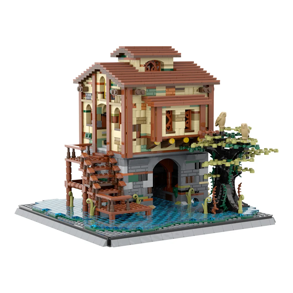 

Gobricks MOC 29779 Swamp Hideout Building Blocks Mysterious The Giant Cactus Boat River Bricks A small Island Toy Gift