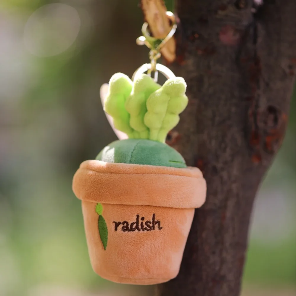Grass Potted Carrot Doll Keychain Vegetables Cartoon Radish Plush Pendant Bag Charm 10cm Carrot Plush Doll Birthday Gift